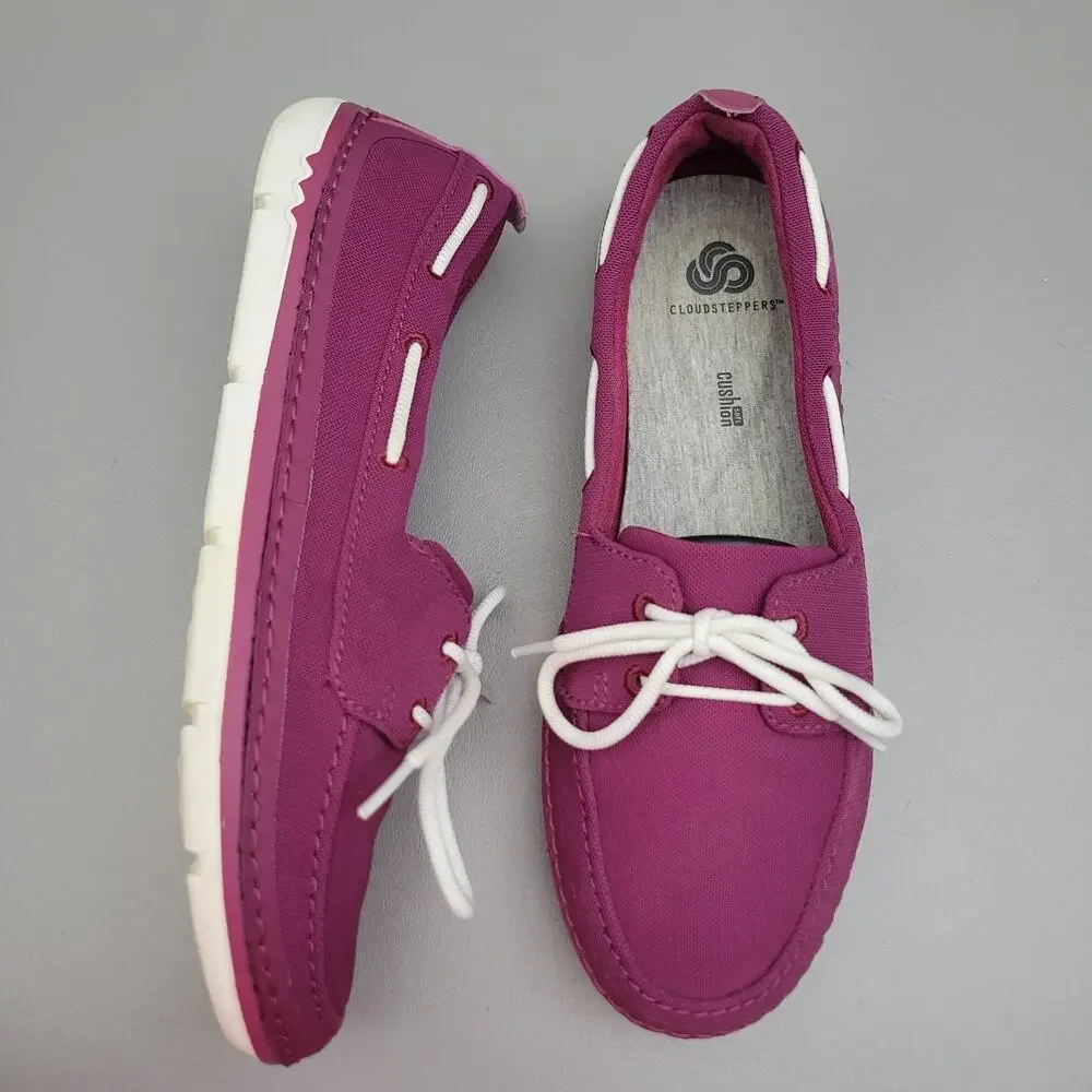 Clarks Cloudsteppers Step Maro Sand Boat Shoes Womens 8.5 Casual Sneakers Purple